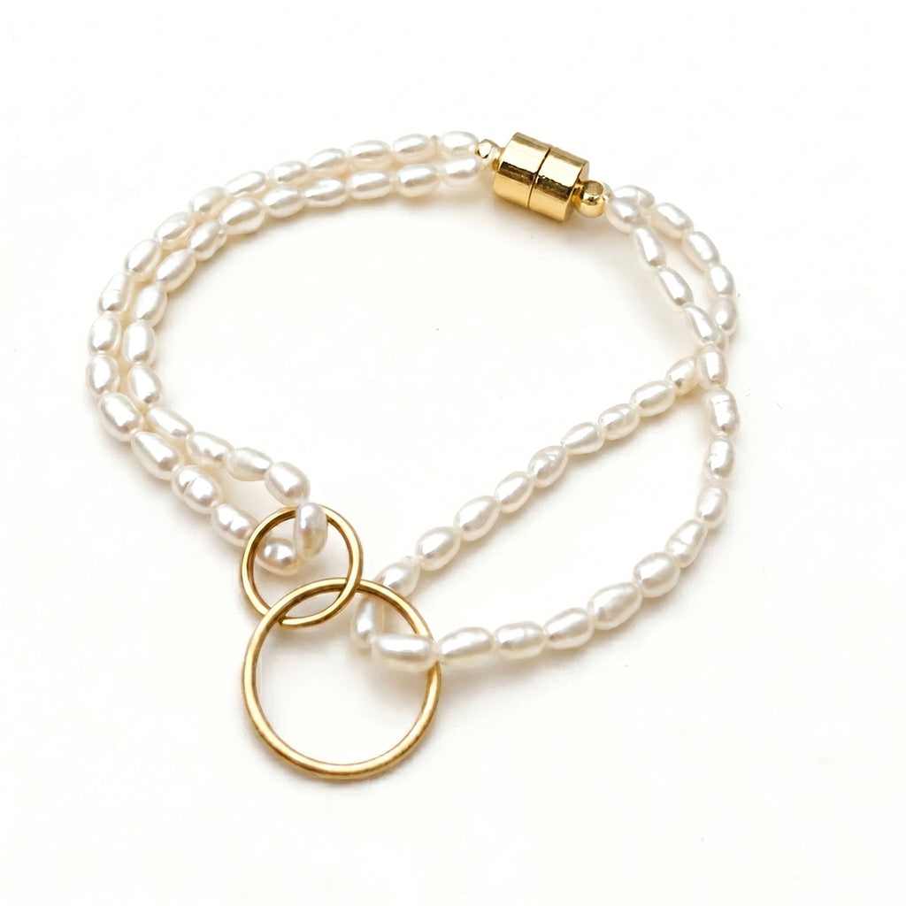 The Quiet One | Two Layers 18K Gold Plated Baroque Pearl Bracelet