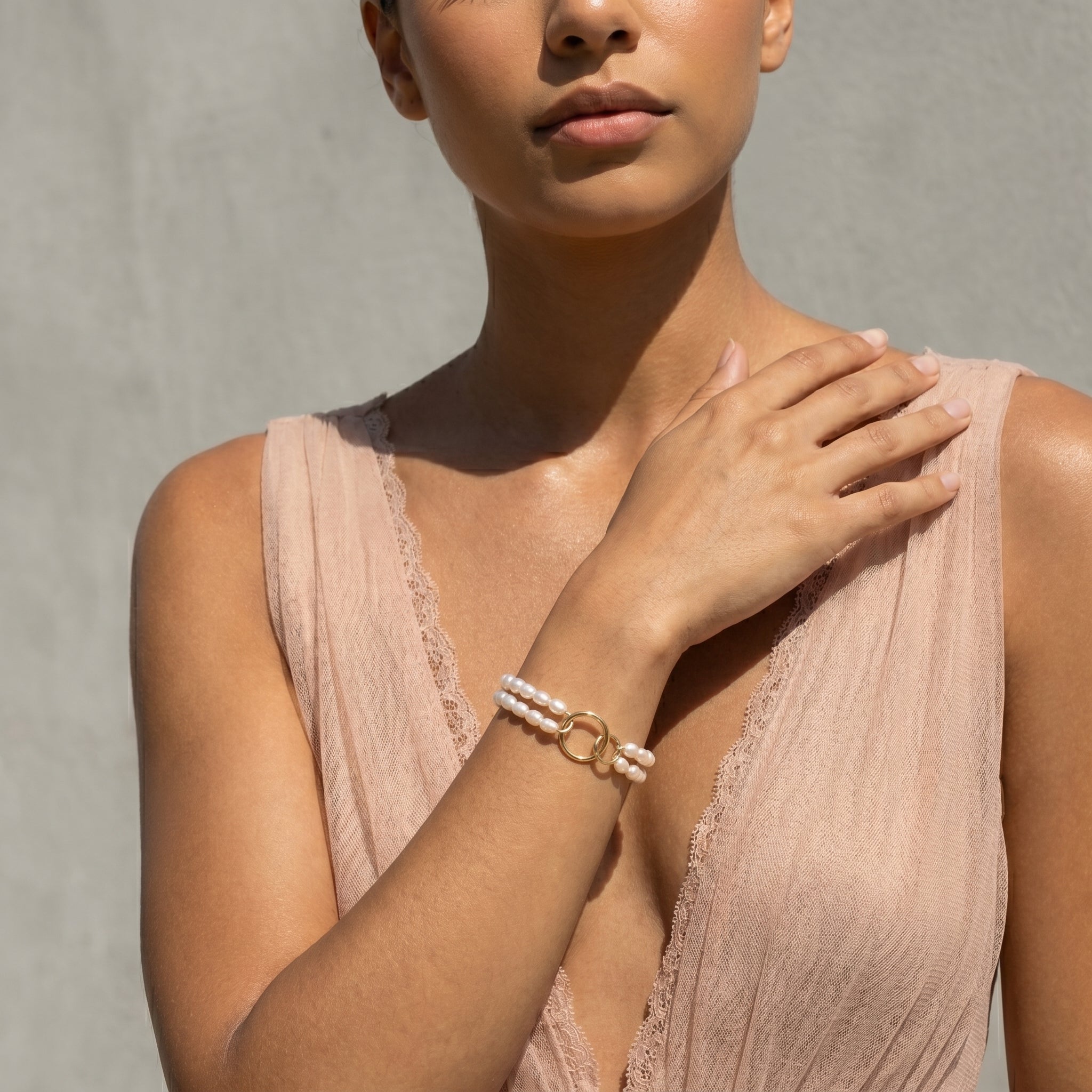 The Quiet One | Two Layers 18K Gold Plated Baroque Pearl Bracelet