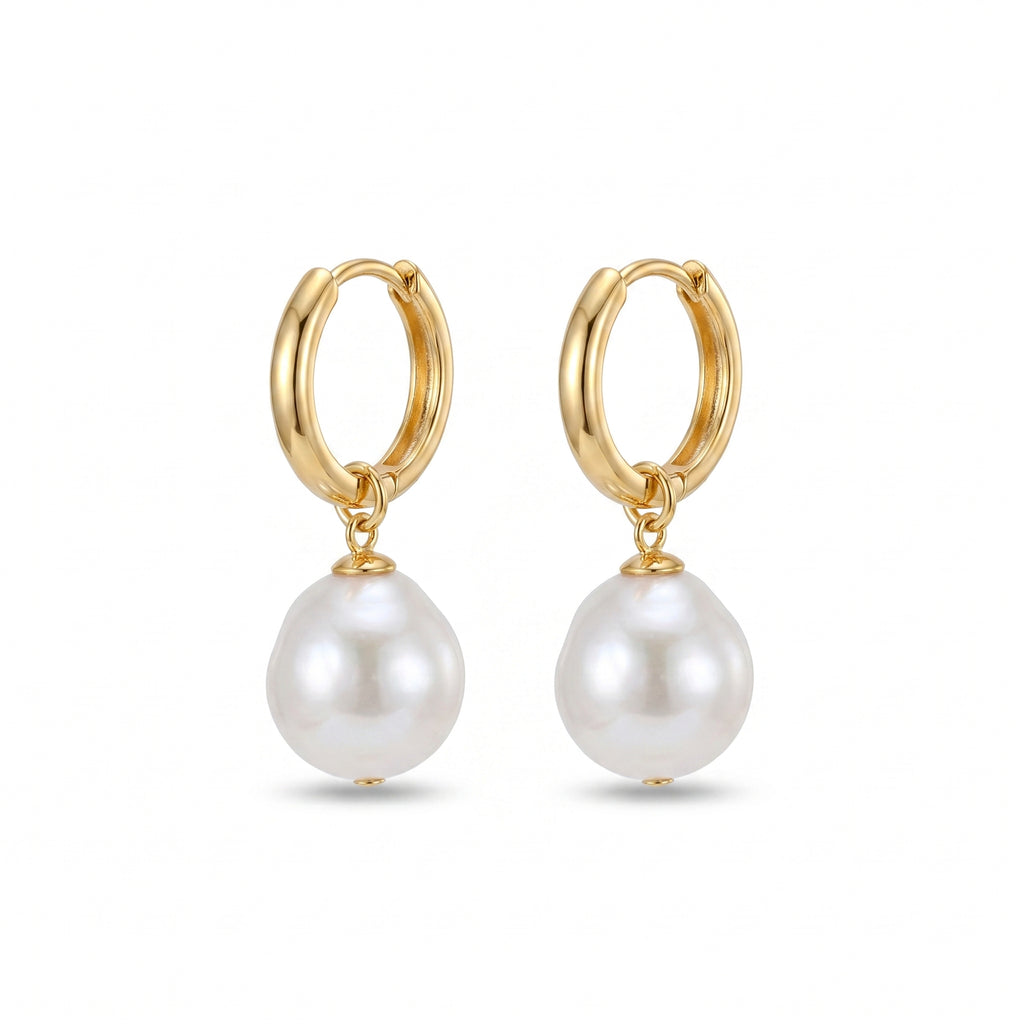 A Drop of Moonlight | 18K Gold Plated Baroque Pearl Earrings