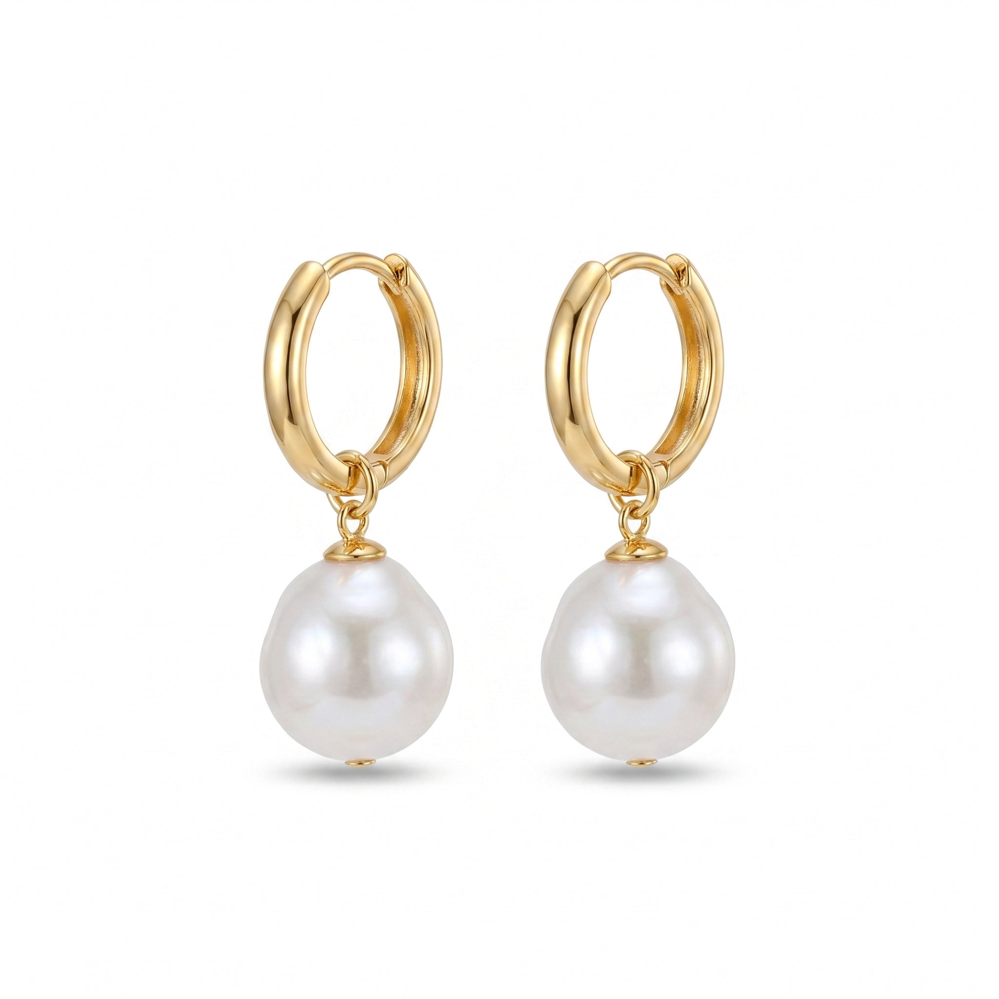 A Drop of Moonlight | 18K Gold Plated Baroque Pearl Earrings