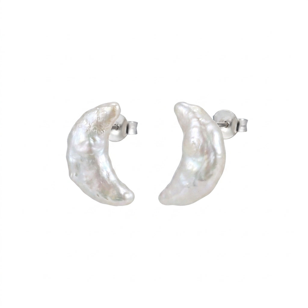 The Two Moons | 925 Sterling Silver Baroque Pearl Earrings