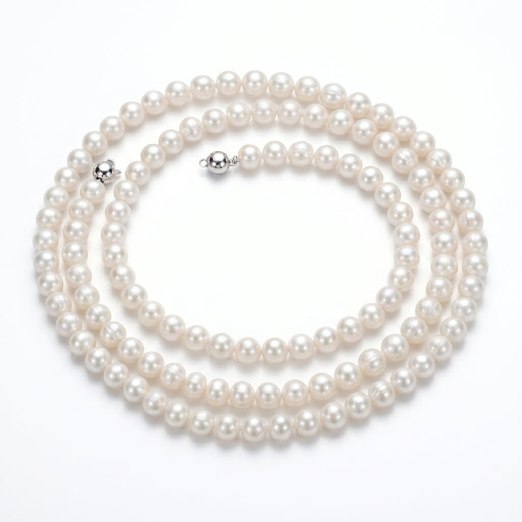 Midnight's Halo | Long Chain Baroque Pearl Necklace