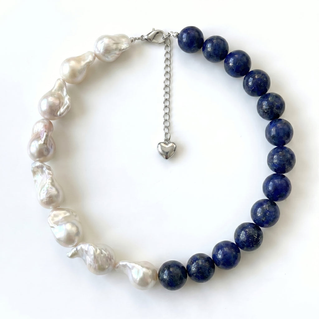 Duke's Promise | Lapis lazuli stone Baroque Pearl Necklace