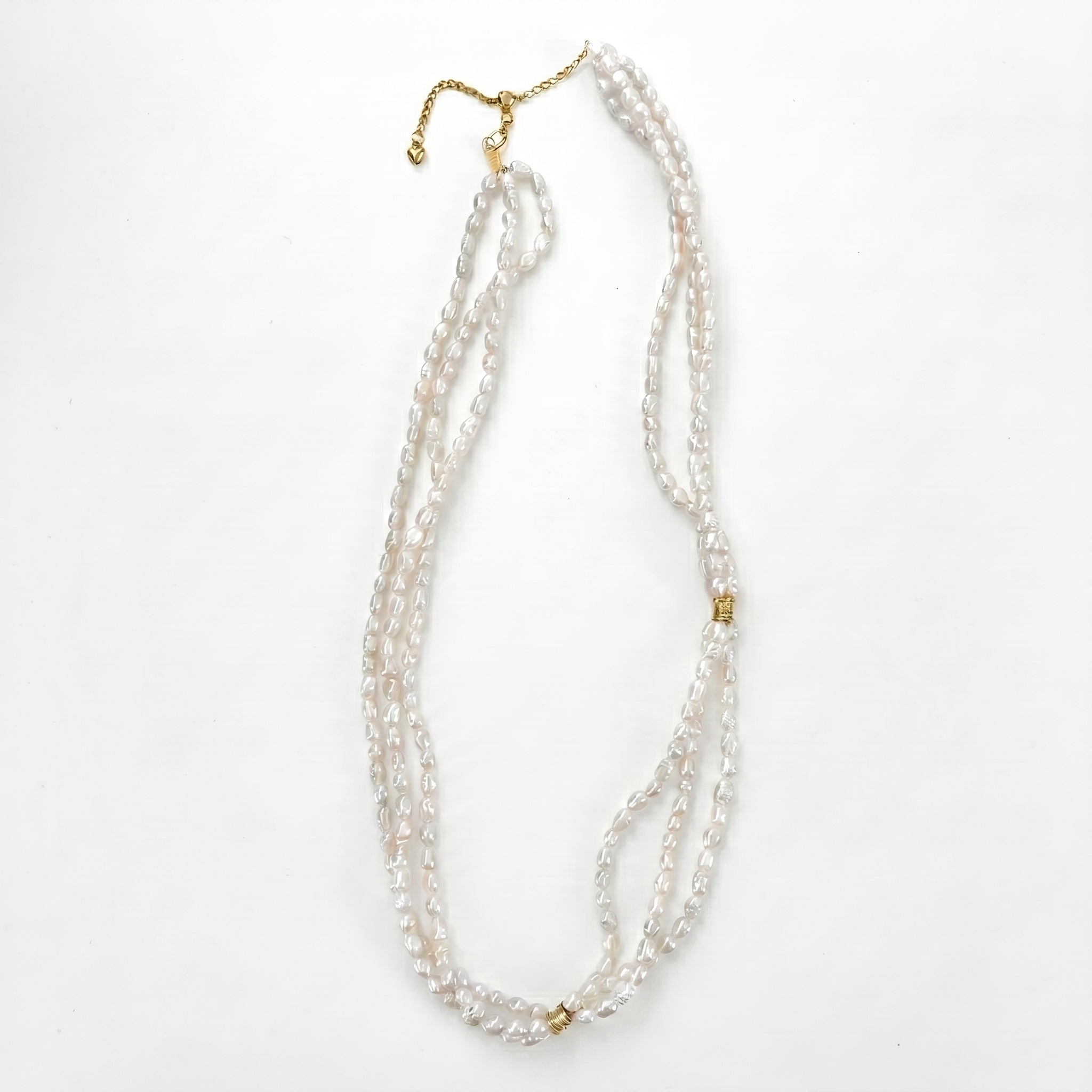 River of Silver | 18K Gold Plated 3 layers Baroque Pearl Necklace