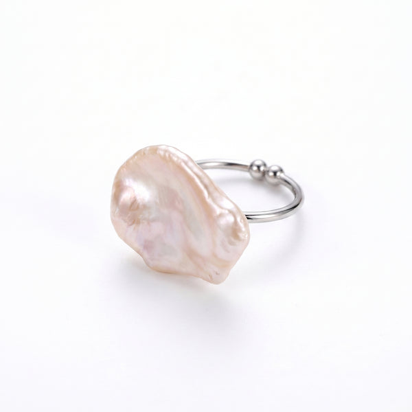 Velvet Midnight | 925 Sterling Silver Baroque Pearl Ring