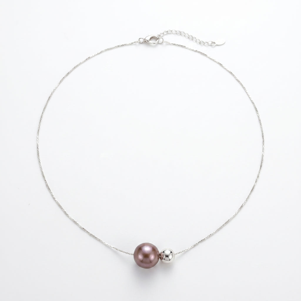 Eyes of the Moon | 925 Sterling Silver Bead Freshwater Pearl Necklace