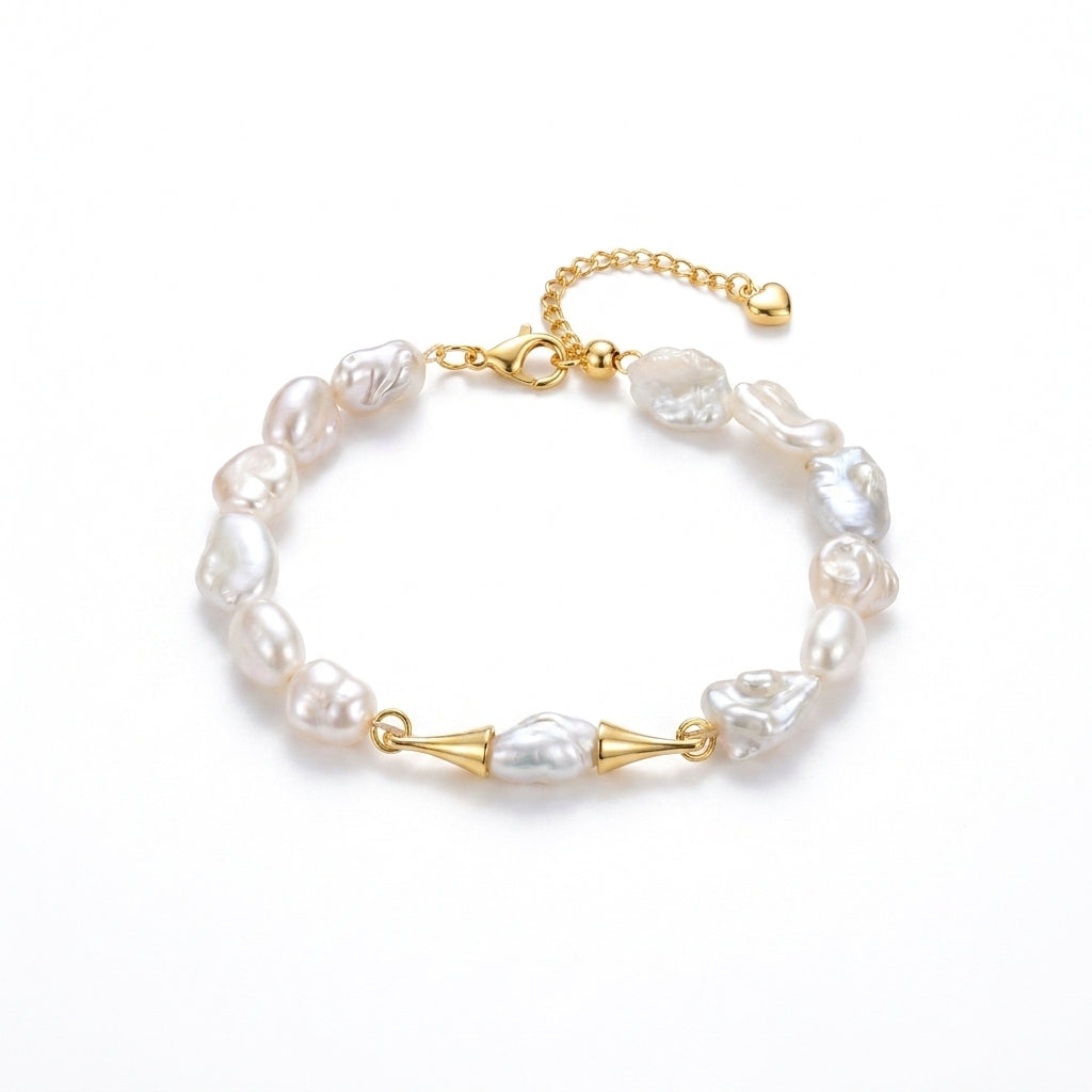 The August Dance | 18K Gold Plated Baroque Pearl Bracelet