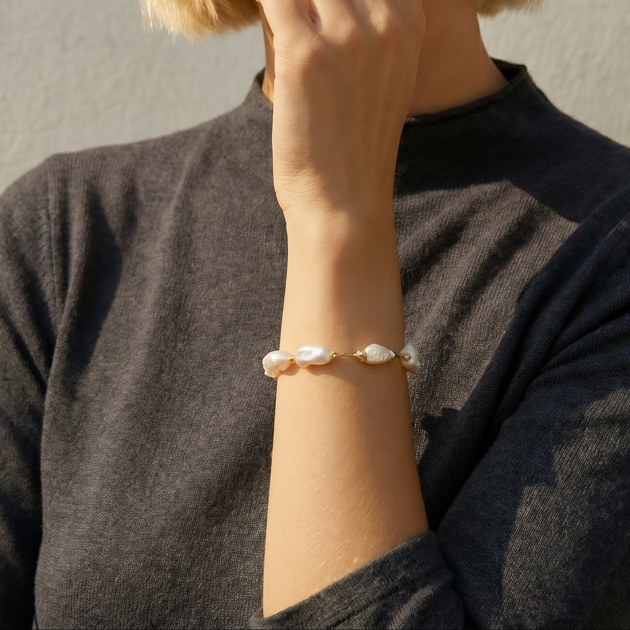 The August Dance | 18K Gold Plated Baroque Pearl Bracelet