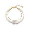 Mix Mera | Double Layers 14K Gold Filled Shell & Baroque Pearl Bracelet