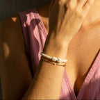 Mix Mera | Double Layers 14K Gold Filled Shell & Baroque Pearl Bracelet