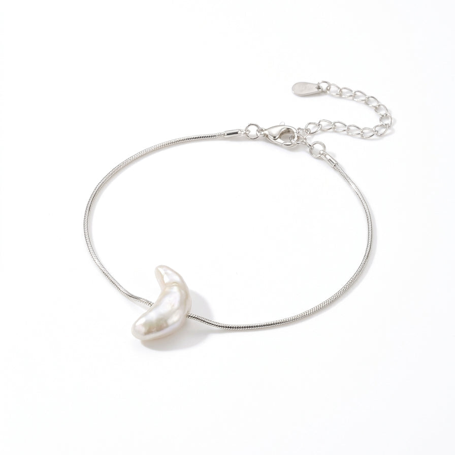 Moonrise | 925 Sterling Silver Baroque Pearl Bracelet