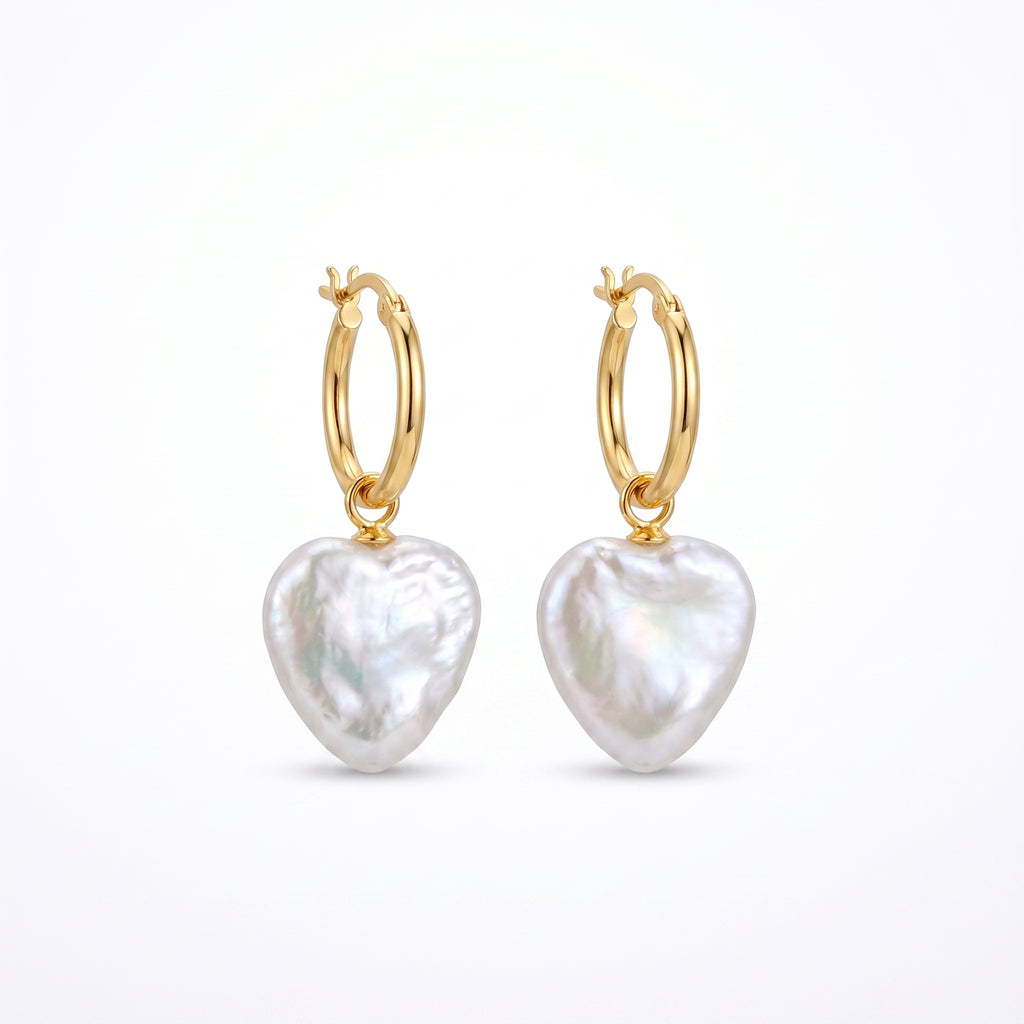 Tender Orbit | 18K Gold Plated Heart Baroque Pearl Earrings
