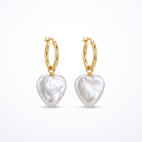 Tender Orbit | 18K Gold Plated Heart Baroque Pearl Earrings