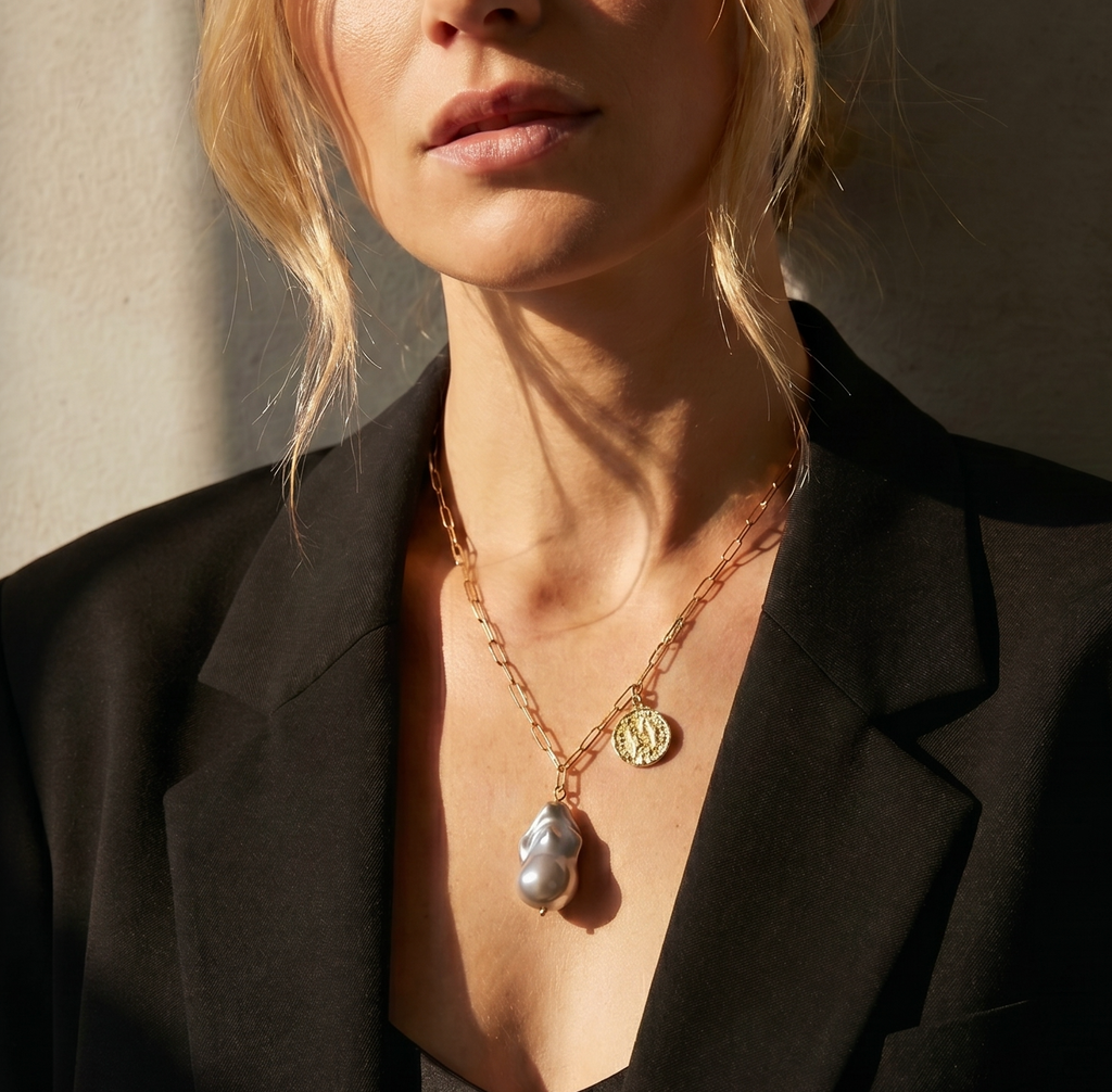 Tears of the Nebula | 14K Gold Filled Baroque Pearl Necklace