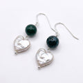 Soft Conviction | Green agate Baroque Pearl Earrings