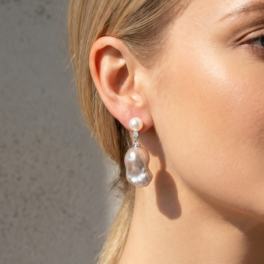 The Forgotten Muse | 925 Sterling Silver Baroque Pearl Earrings