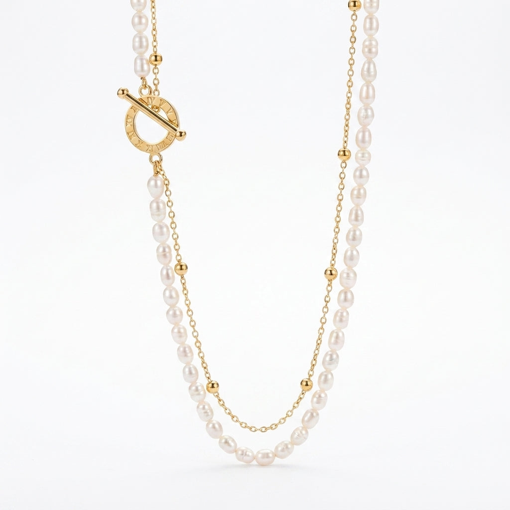 Runaway Princess | Two Layer Baroque Pearl 14K Gold Filled Necklace