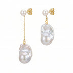 Nacrée | Silver with Gold Plated Baroque Pearl Earrings