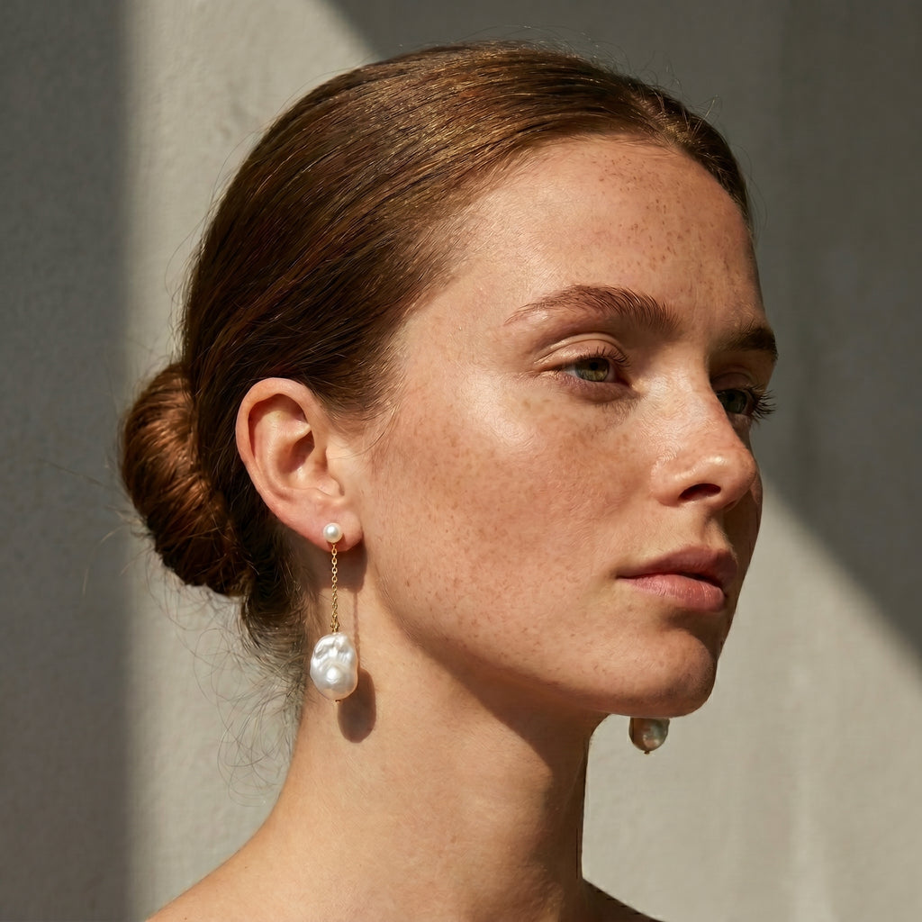 Nacrée | Silver with Gold Plated Baroque Pearl Earrings