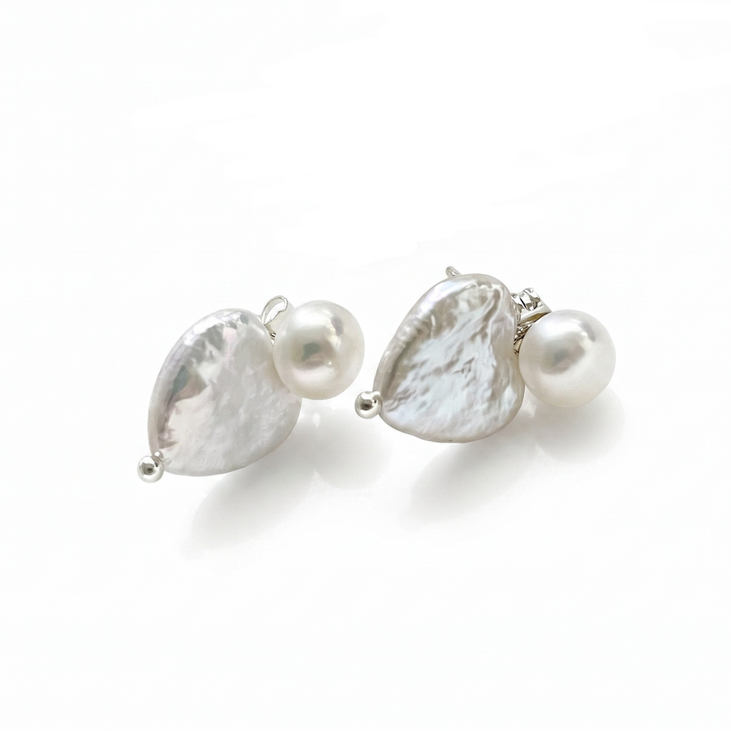Asymmetric Heart | 18K Gold Plated Baroque Pearl Earrings