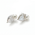 Asymmetric Heart | 18K Gold Plated Baroque Pearl Earrings