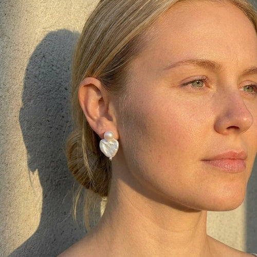 Asymmetric Heart | 18K Gold Plated Baroque Pearl Earrings