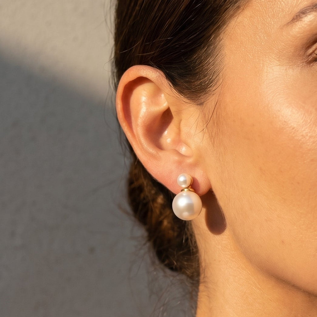 The Tide Whisper | 925 Sterling Silver with Gold Filled Pearl Earrings