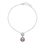 Lullaby of the Sea | 925 Sterling Silver Purple Pearl Necklace