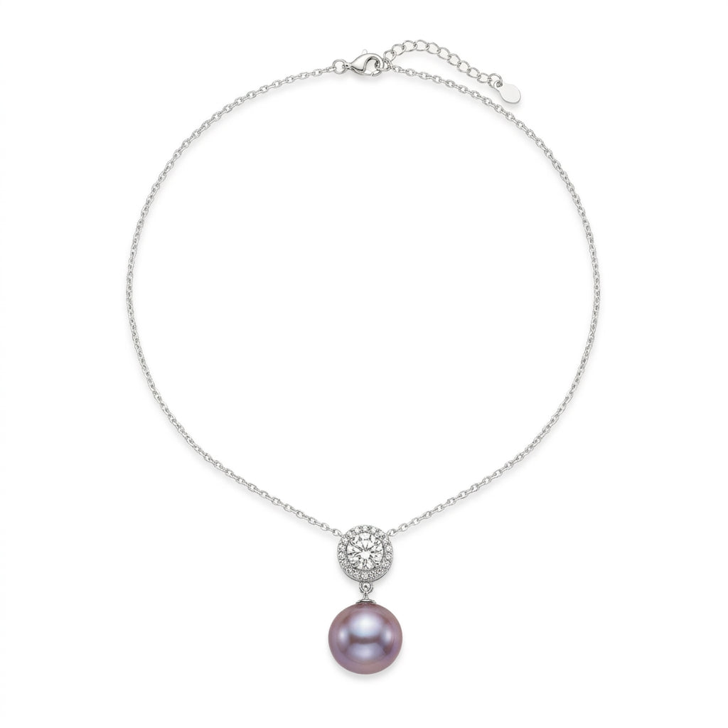 Lullaby of the Sea | 925 Sterling Silver Purple Pearl Necklace