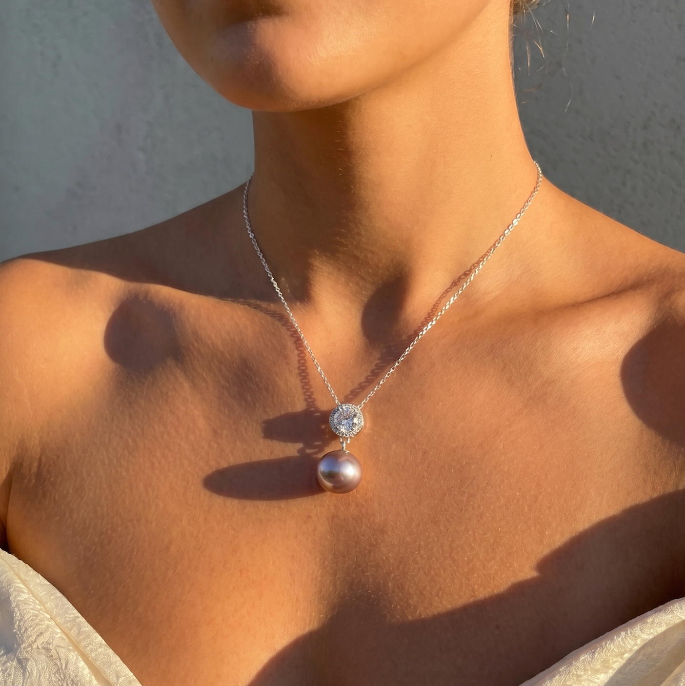 Lullaby of the Sea | 925 Sterling Silver Purple Pearl Necklace